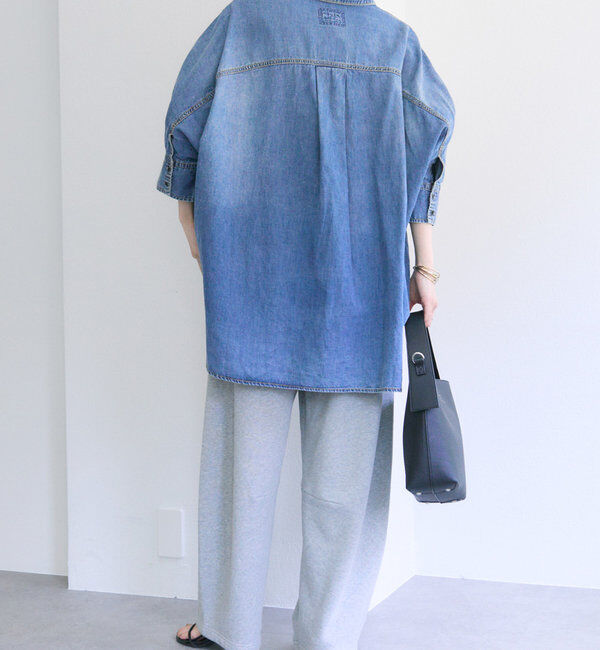  「【25th】綿麻デニムハーフスリーブブラウス」|シャツ・ブラウス|