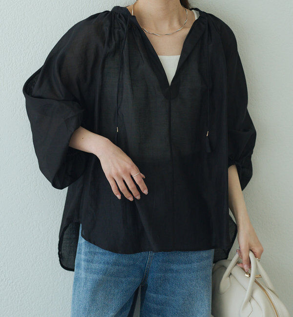  「【25th】シアーシルクコットンスキッパーブラウス」|シャツ・ブラウス|