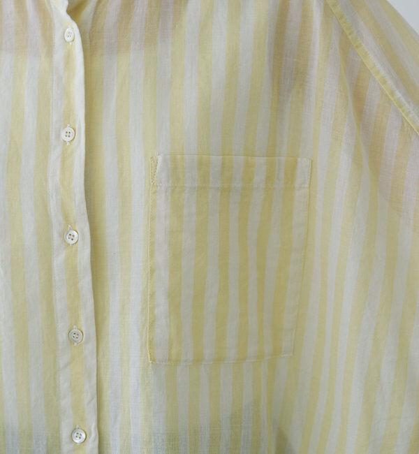  「【25th】ストライプコットンラミーバンドカラーブラウス」|シャツ・ブラウス|