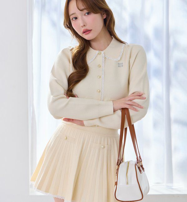  「ロゴ入りニットセットアップ」|ワンピース|アイボリー