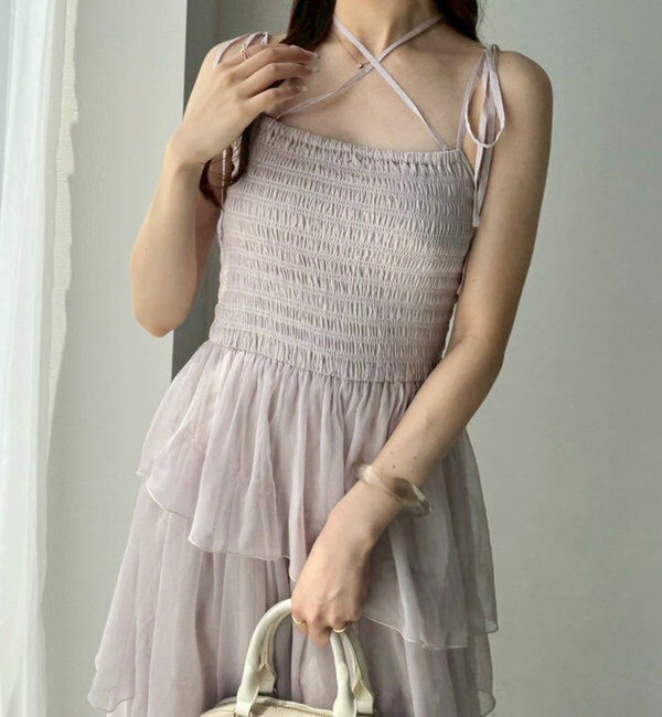  「ティアードシアーロングワンピ」|ワンピース|