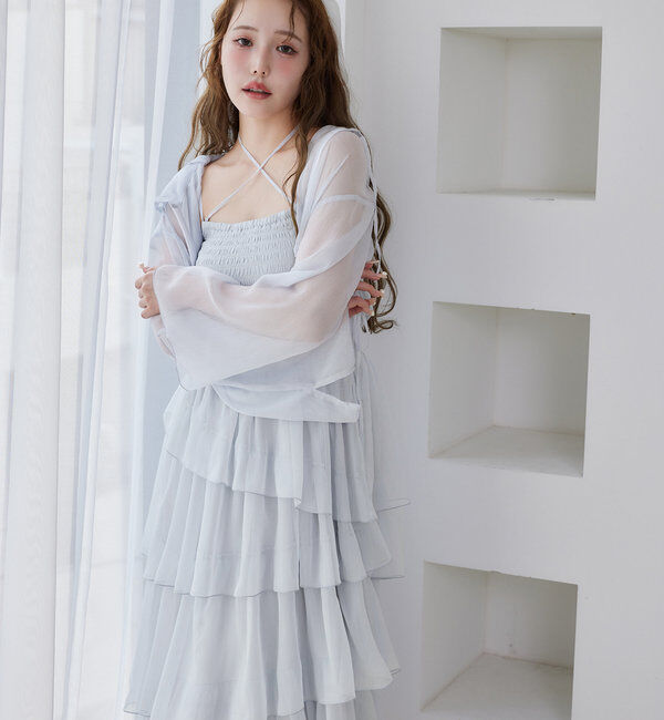  「ティアードシアーロングワンピ」|ワンピース|