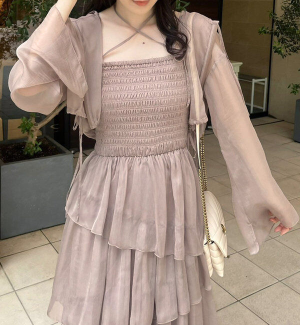  「ティアードシアーロングワンピ」|ワンピース|