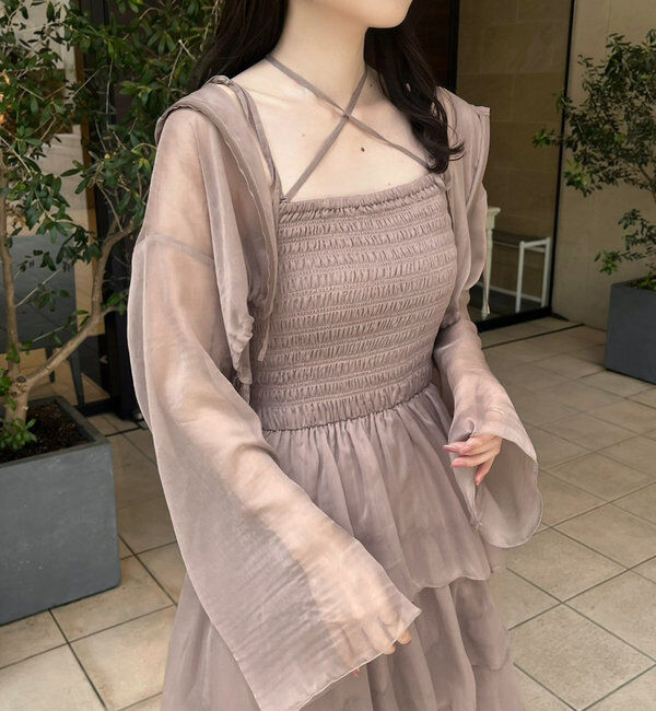  「ティアードシアーロングワンピ」|ワンピース|