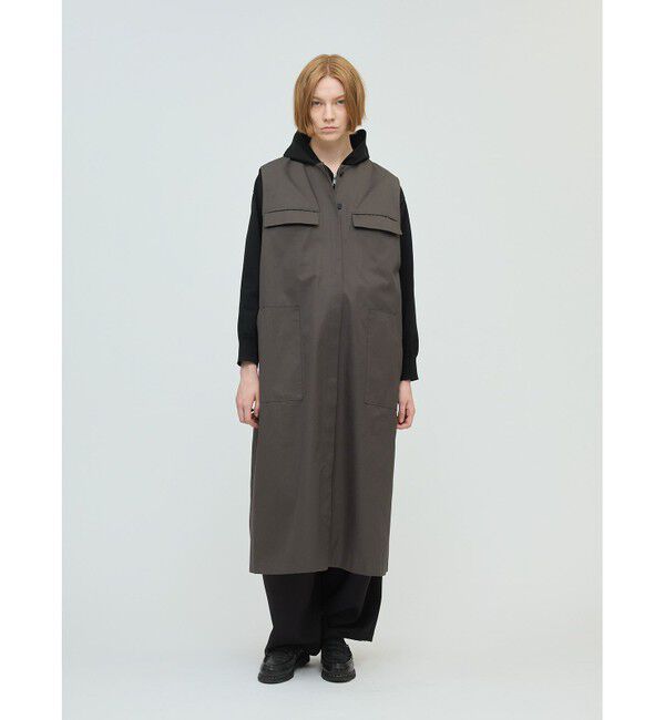 mizuiro ind「mizuiro ind ポケット付きクルーネックロングジレ」|ワンピース|チャコールグレー