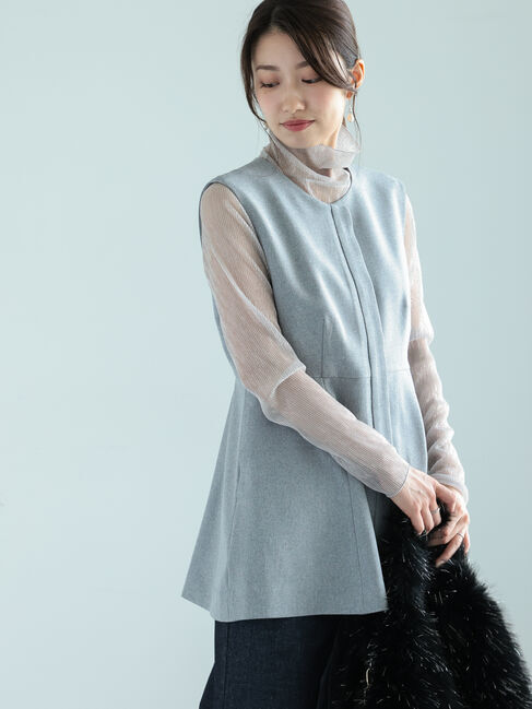 Te chichi「ファブリックアソートペプラムジレ」|ダウンベスト・ベスト|グレー