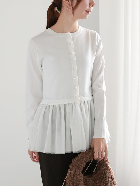 Te chichi「チュールペプラムカーディガン」|カーディガン|