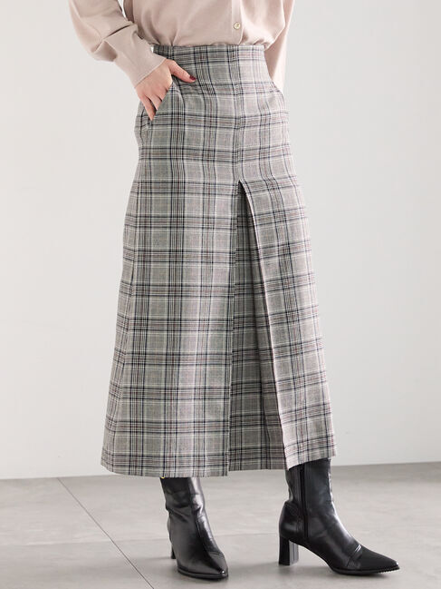 Te chichi「ボックスタックチェックトラペーズスカート」|スカート|グレー