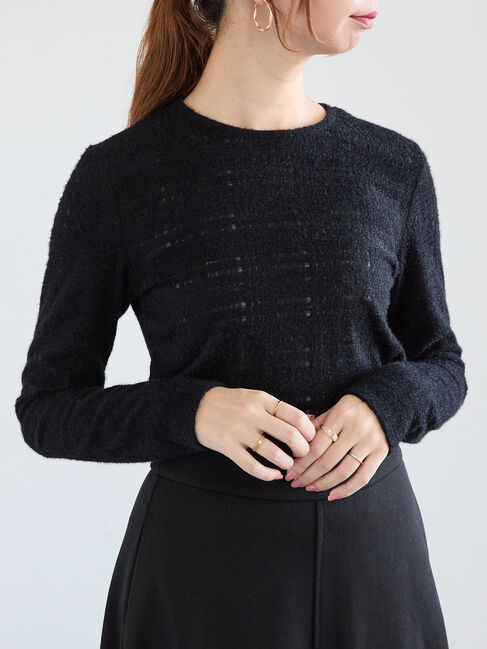 Te chichi「シアーチェッククルーネックトップス」|Tシャツ・カットソー|