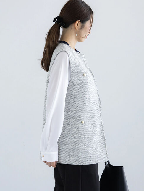 Te chichi「【セレモニーアイテム】フリンジツイードジレ」|ダウンベスト・ベスト|