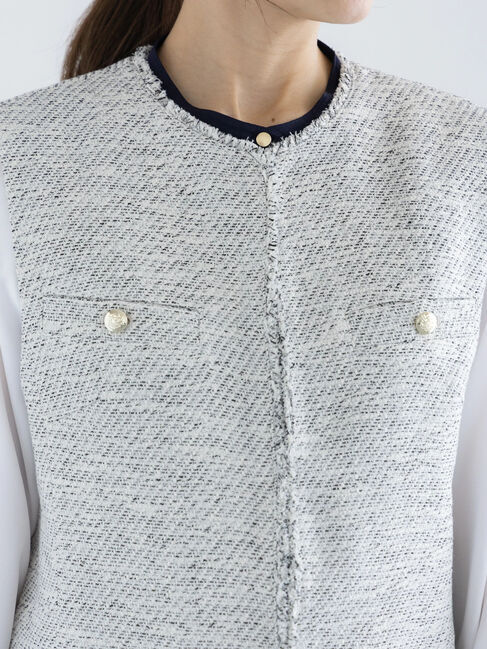 Te chichi「【セレモニーアイテム】フリンジツイードジレ」|ダウンベスト・ベスト|