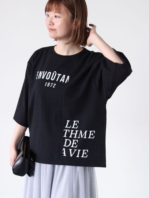 Lugnoncure「リメイク風プリントTシャツ」|Tシャツ・カットソー|ブラック