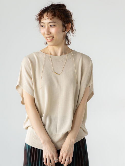 Lugnoncure「フレンチスリーブニット」|ニット・セーター|ベージュ