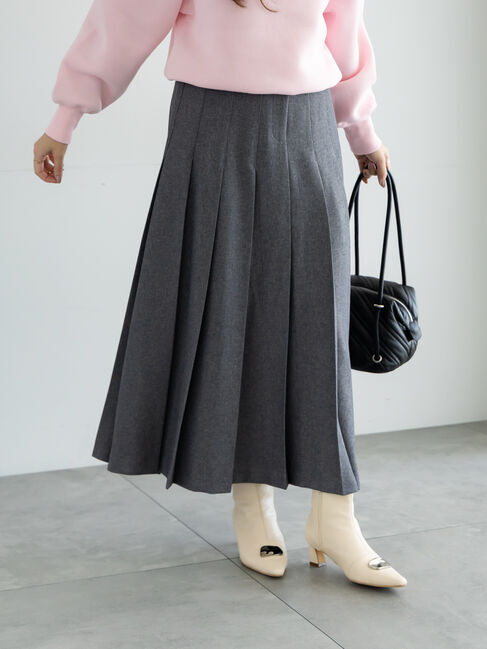 Te chichi「チェックアソートロングプリーツスカート」|スカート|グレー