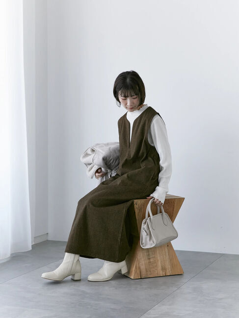 Samansa Mos2 blue「ウールライクチェックジャンスカ」|ワンピース|ブラウン