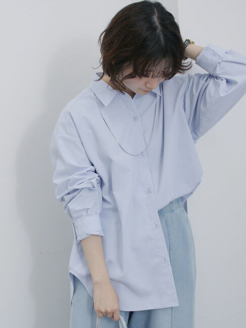 Samansa Mos2 blue「【イージーケア】マルチスタイルシャツ」|シャツ・ブラウス|