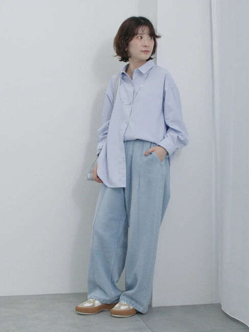 Samansa Mos2 blue「【イージーケア】マルチスタイルシャツ」|シャツ・ブラウス|