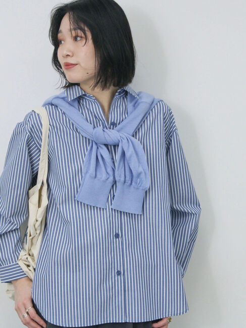 Samansa Mos2 blue「【イージーケア】マルチスタイルシャツ」|シャツ・ブラウス|