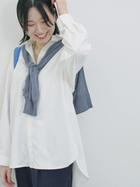 Samansa Mos2 blue「【イージーケア】マルチスタイルシャツ」|シャツ・ブラウス|