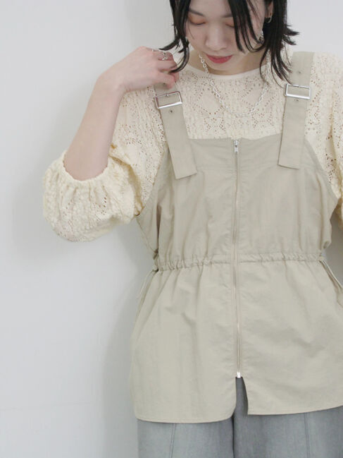 Samansa Mos2 blue「フロントジップドロストビスチェ」|シャツ・ブラウス|