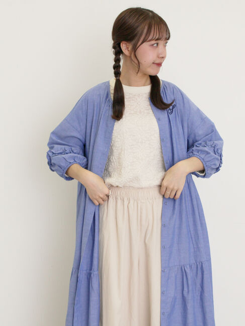 Samansa Mos2「【S/Mサイズ】イニシャル刺繍7分袖ティアードワンピース」|ワンピース|