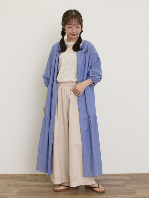 Samansa Mos2「【S/Mサイズ】イニシャル刺繍7分袖ティアードワンピース」|ワンピース|