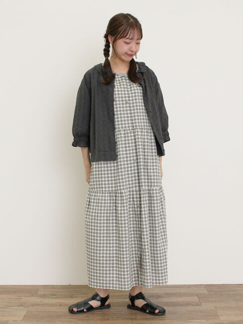 Samansa Mos2「【S/Mサイズ】イニシャル刺繍7分袖ティアードワンピース」|ワンピース|