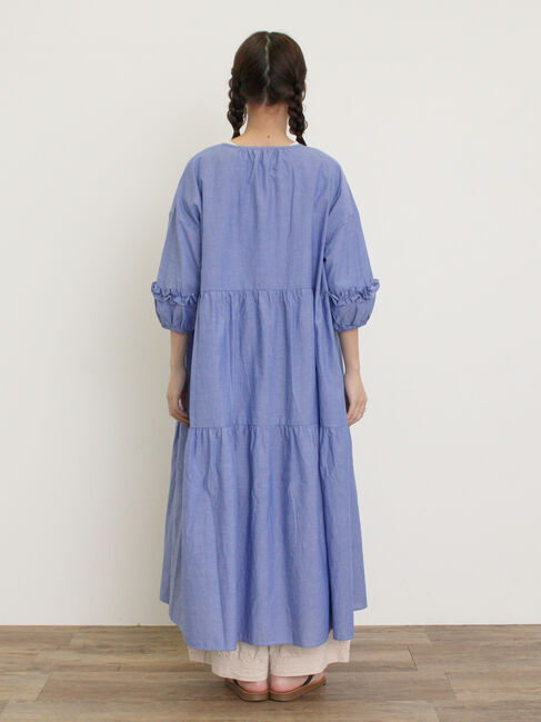 Samansa Mos2「【S/Mサイズ】イニシャル刺繍7分袖ティアードワンピース」|ワンピース|