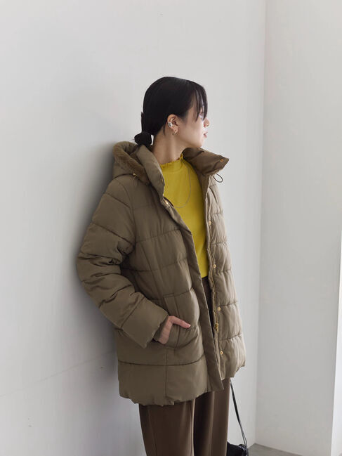 Samansa Mos2 blue「【吸湿発熱】リブフリル衿PO」|Tシャツ・カットソー|