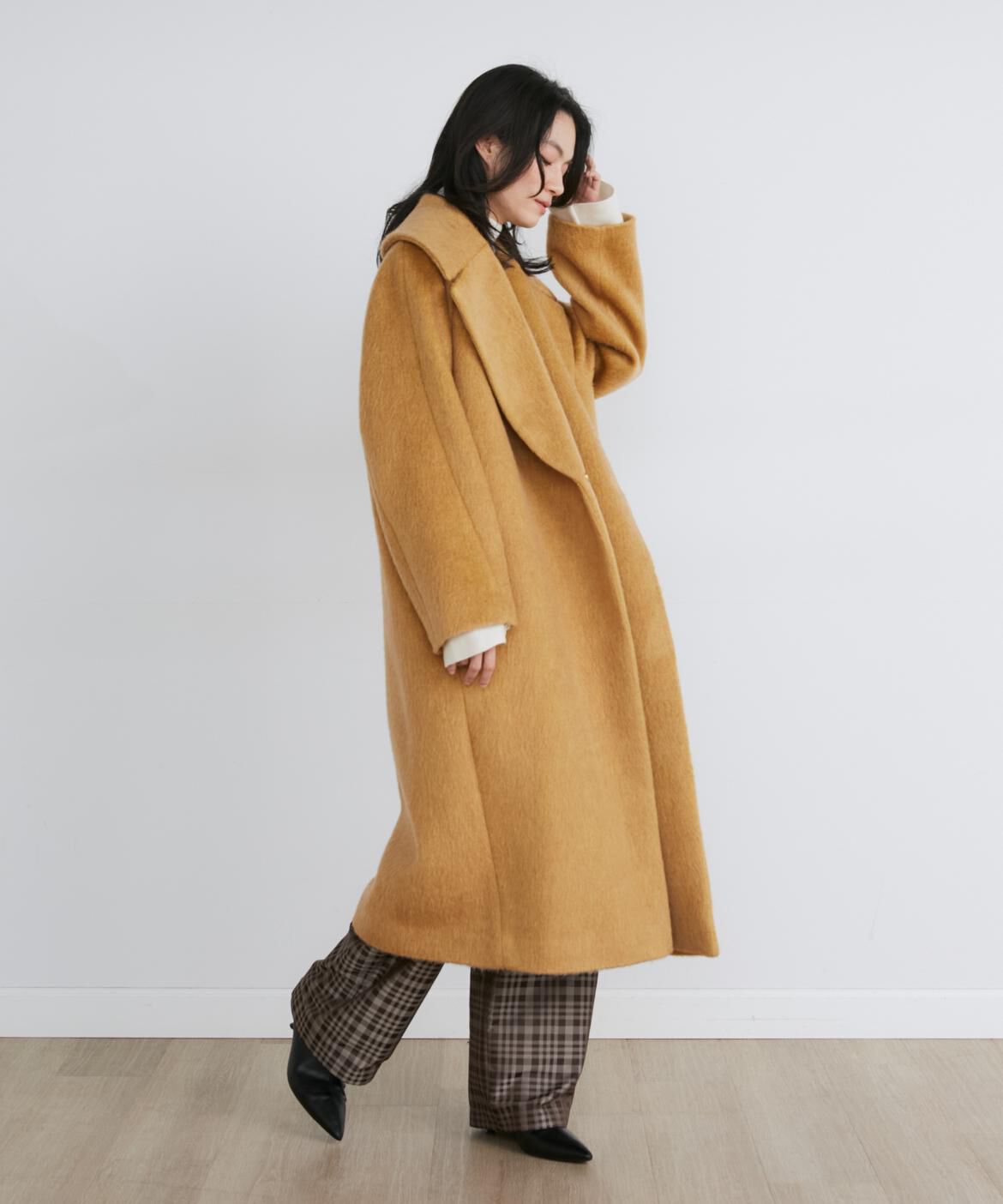 INED「モヘヤシャギーロングコート《la veille by SUPERIOR CLOSET》」|ステンカラーコート|