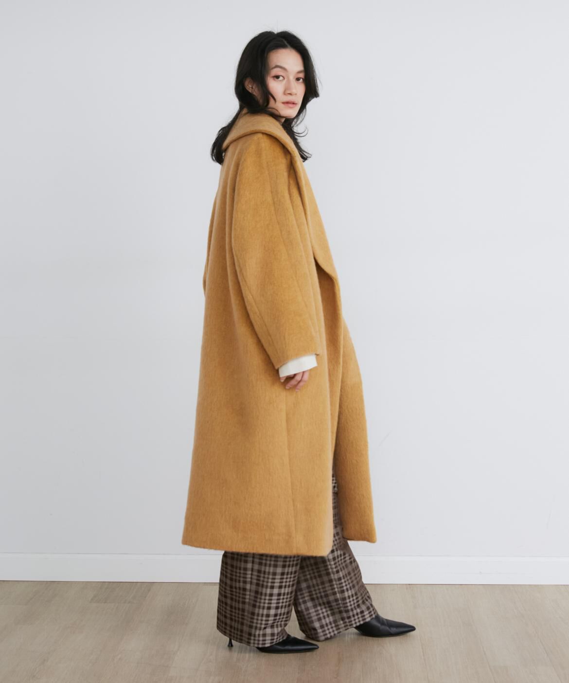 INED「モヘヤシャギーロングコート《la veille by SUPERIOR CLOSET》」|ステンカラーコート|