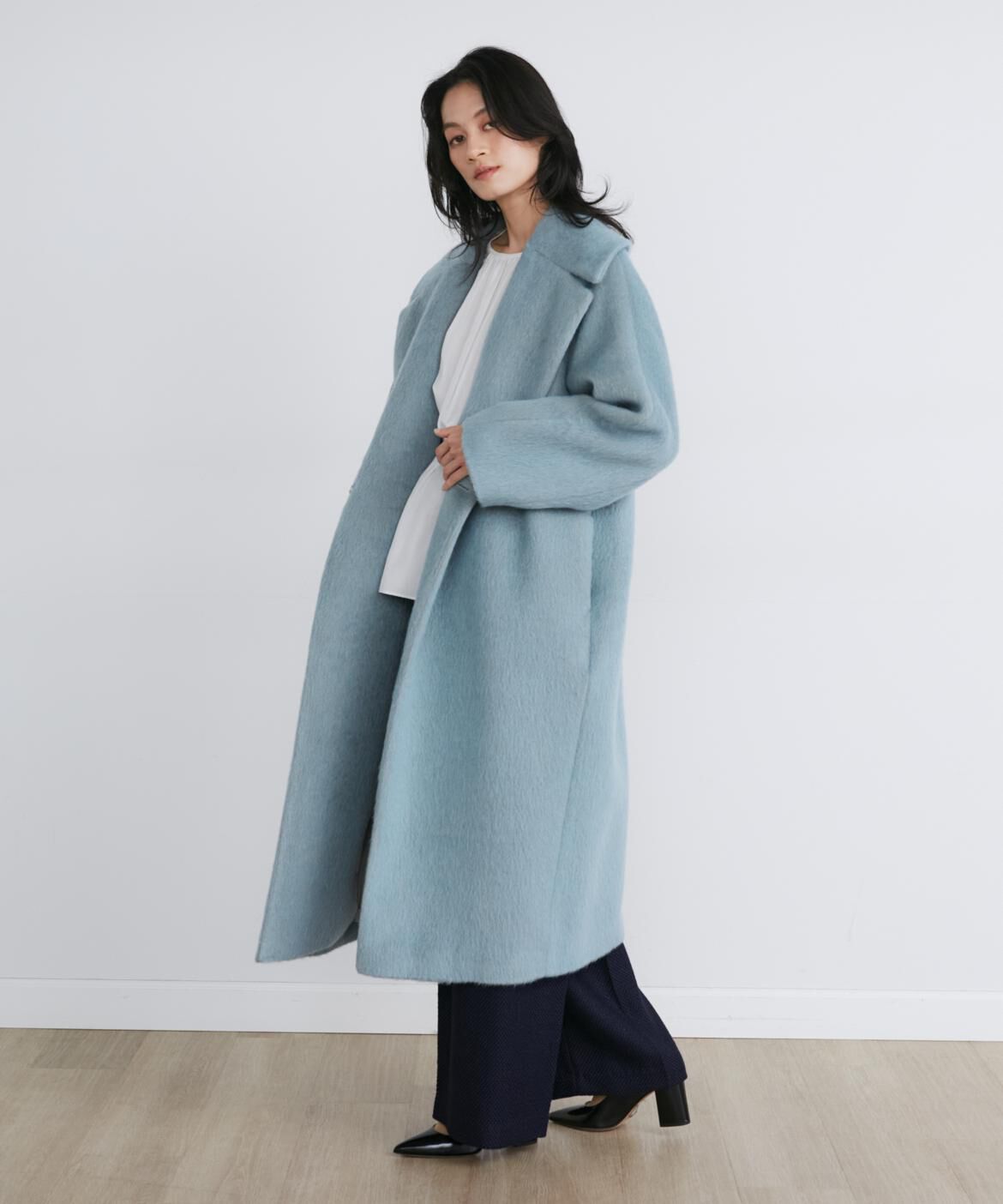 INED「モヘヤシャギーロングコート《la veille by SUPERIOR CLOSET》」|ステンカラーコート|