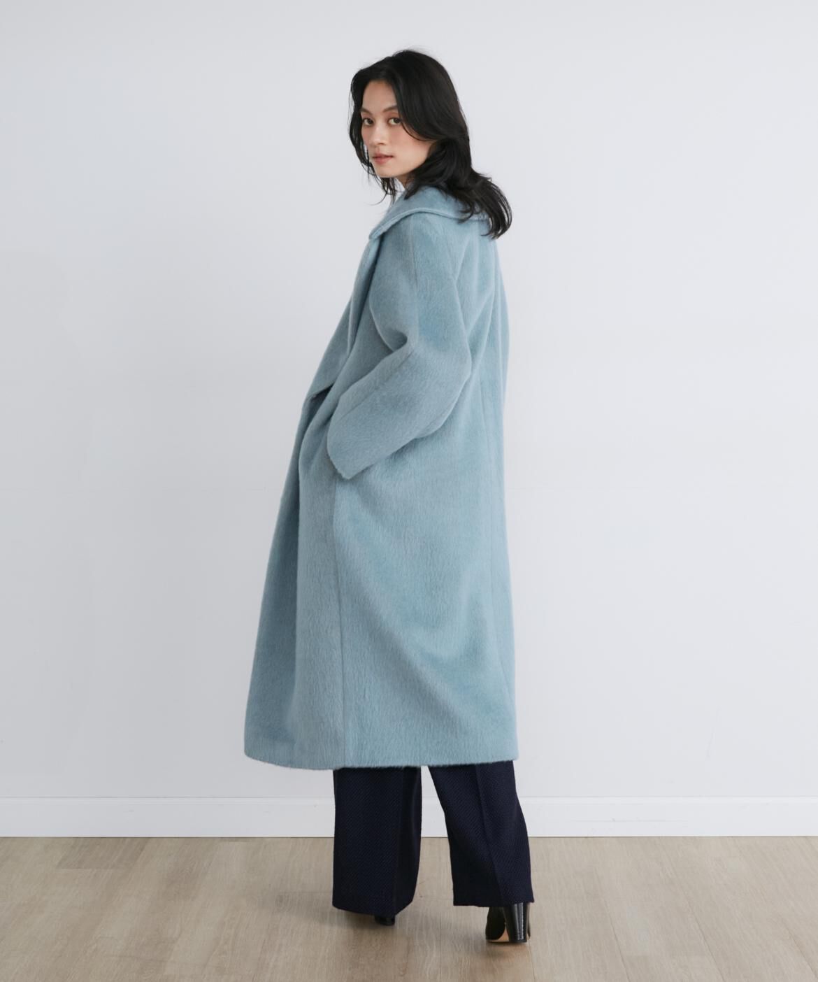 INED「モヘヤシャギーロングコート《la veille by SUPERIOR CLOSET》」|ステンカラーコート|