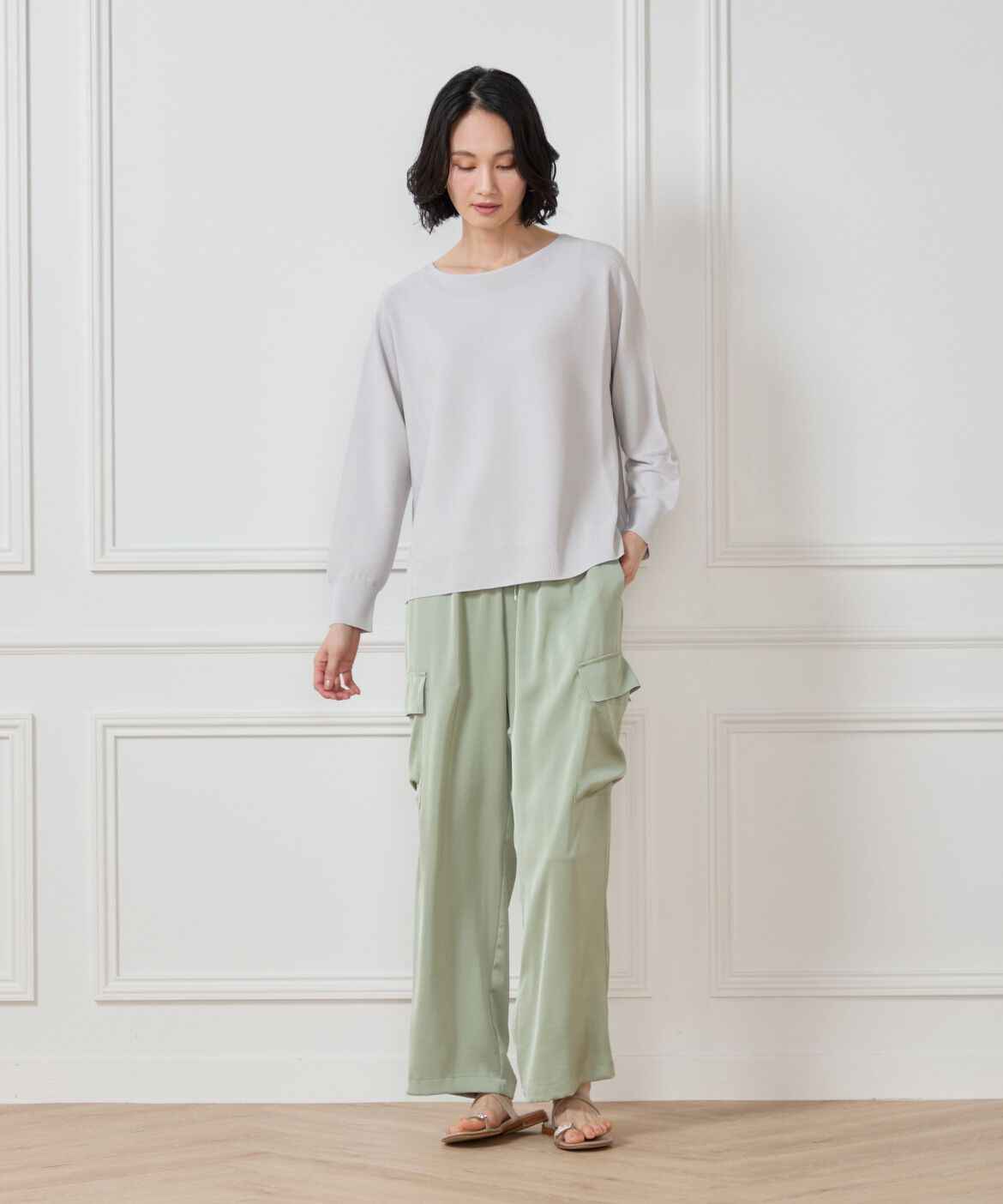 7-IDconcept.「《大きいサイズ》 ホールガーメントボートネックニット《Cuoo PLUS》」|ニット・セーター|