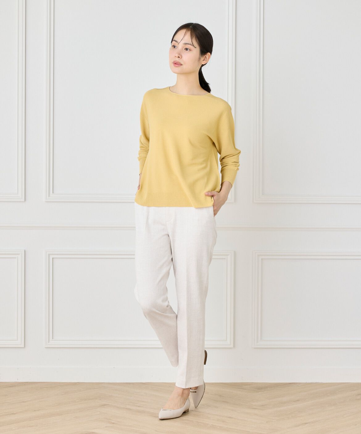 7-IDconcept.「《大きいサイズ》 ホールガーメントボートネックニット《Cuoo PLUS》」|ニット・セーター|