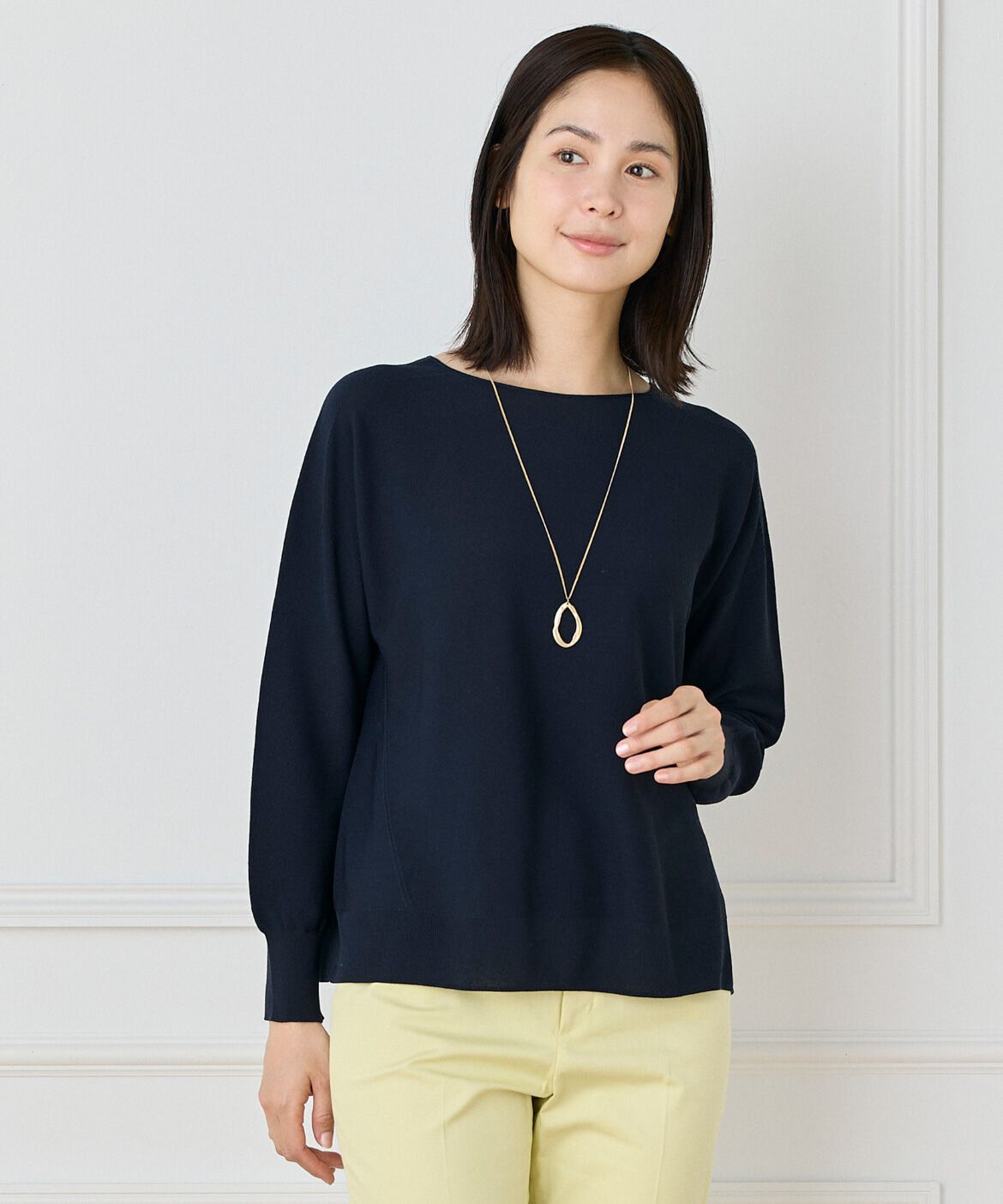 7-IDconcept.「《大きいサイズ》 ホールガーメントボートネックニット《Cuoo PLUS》」|ニット・セーター|ネイビー