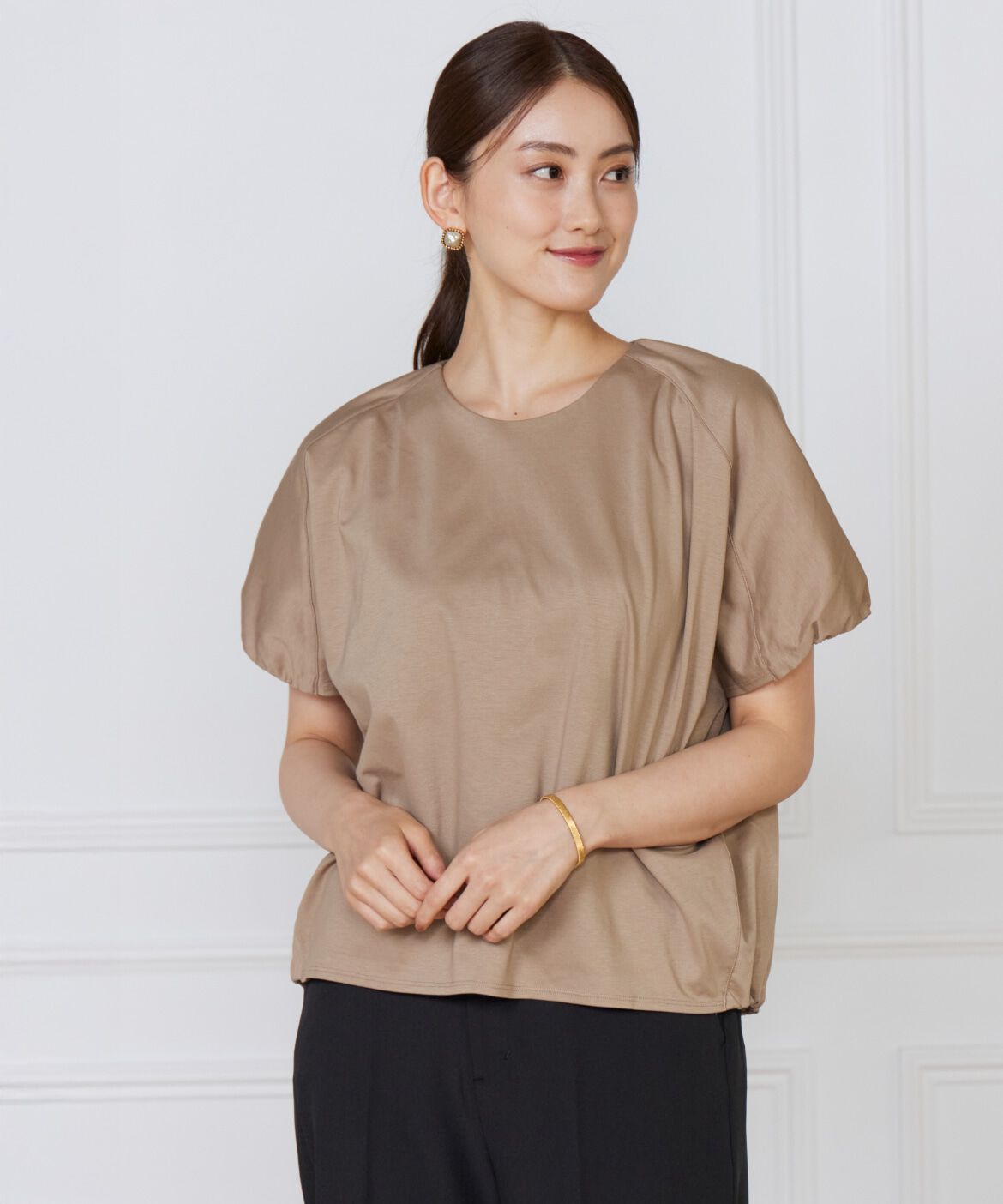 Le Souk「《大きいサイズ》ドルマンスリーブカットプルオーバー」|Tシャツ・カットソー|キャメル1