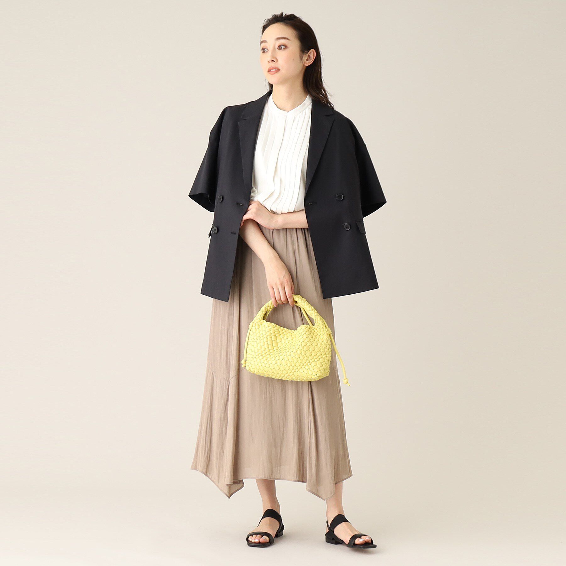 UNTITLED「【大人気！／ゆったり軽い／洗える】フロントタック ジョーゼットシャツ」|シャツ・ブラウス|