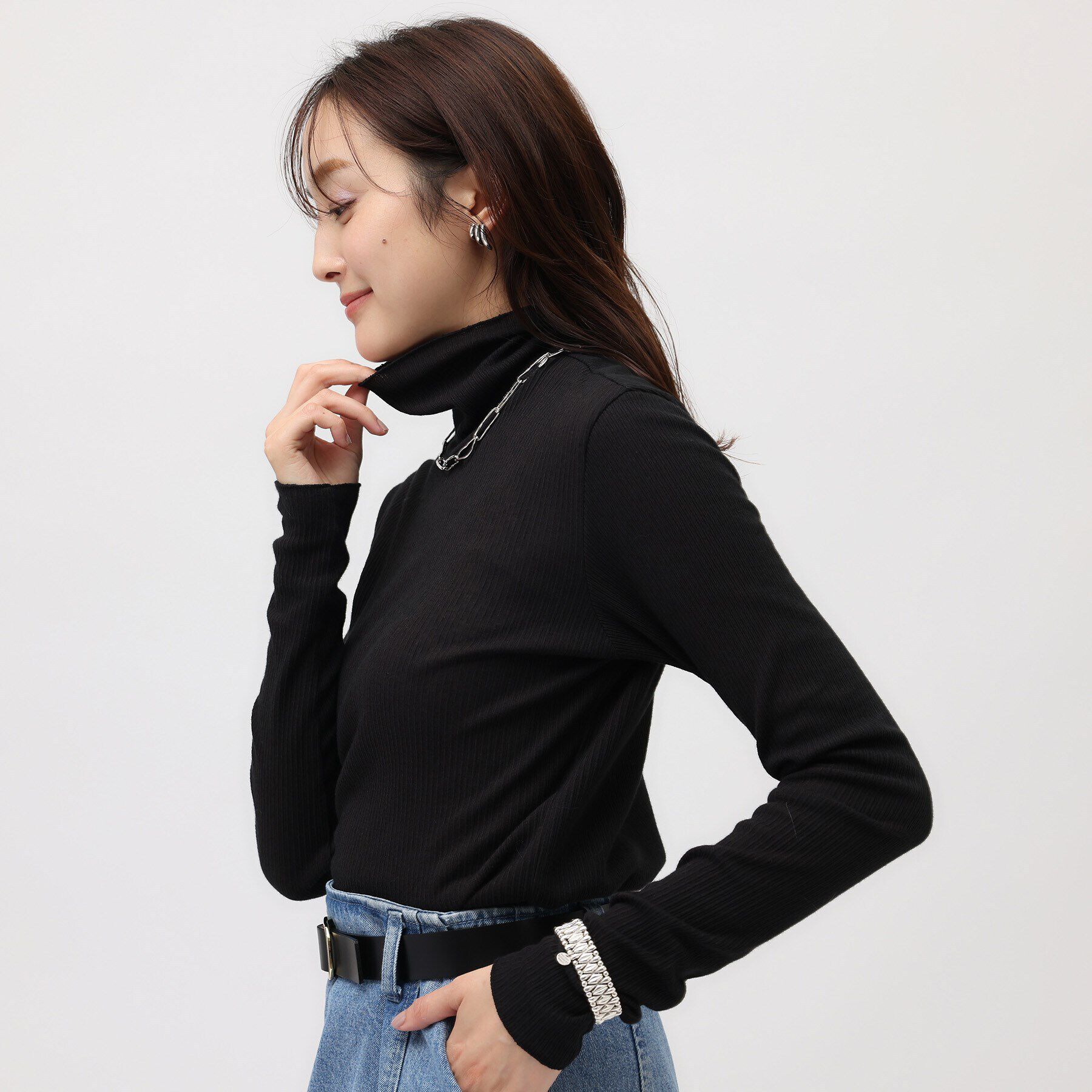 UNTITLED「【インナーにおすすめ】タートルネック テレコカットソー」|Tシャツ・カットソー|