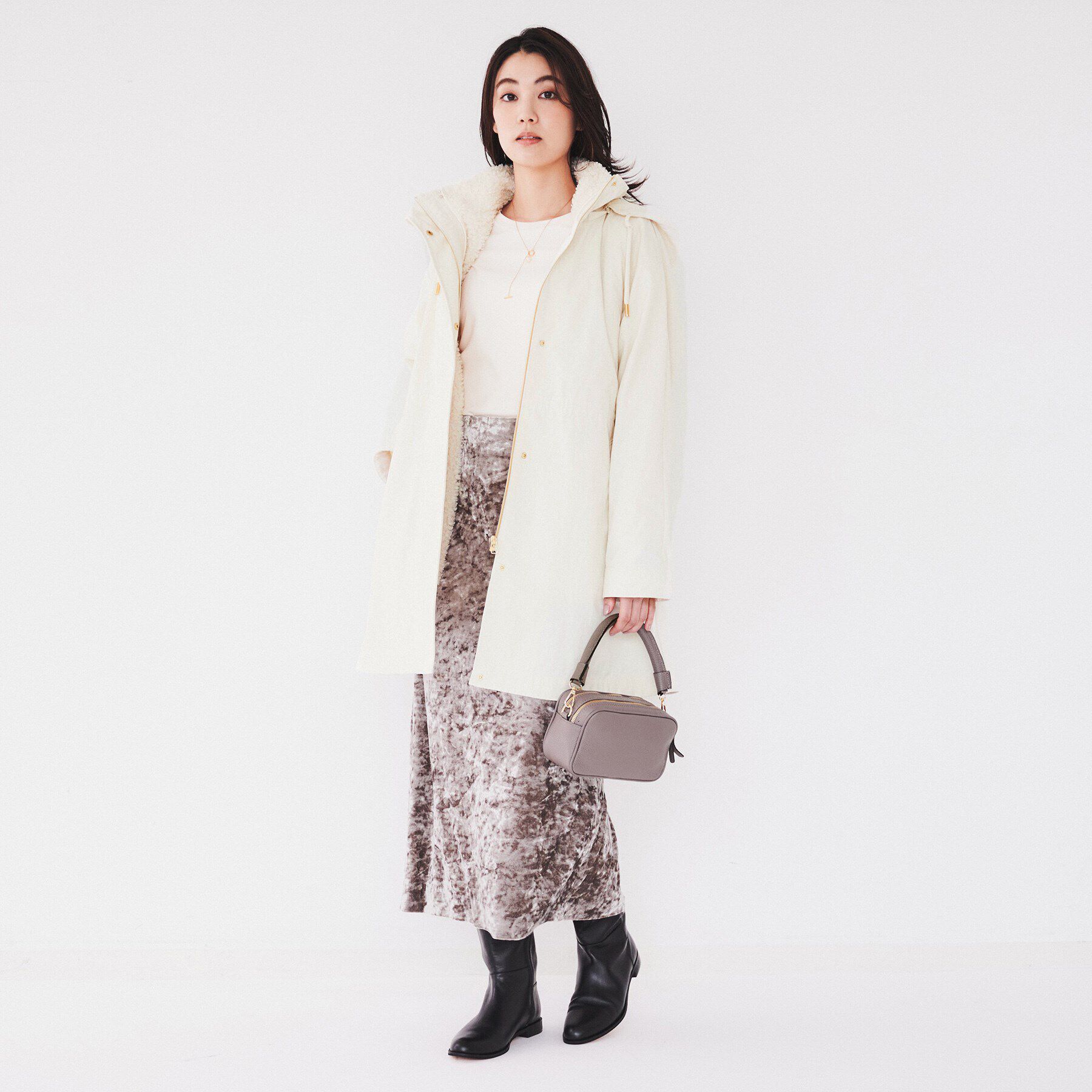 UNTITLED「【フード取り外し可/ロング丈】ボアライナー付きコート」|ミリタリー・モッズコート|