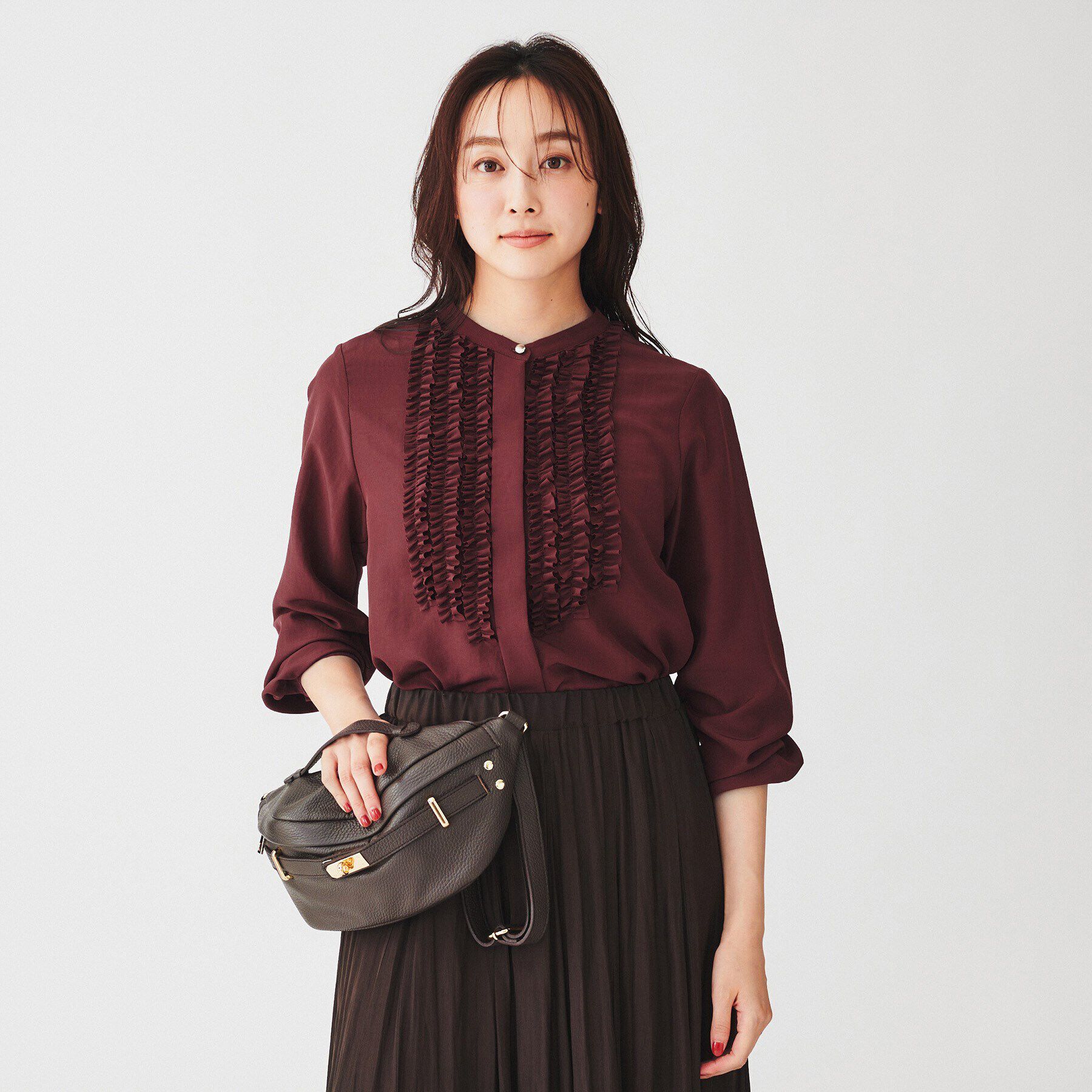 UNTITLED「【オンオフ使える/洗える】長袖フリルブラウス」|シャツ・ブラウス|