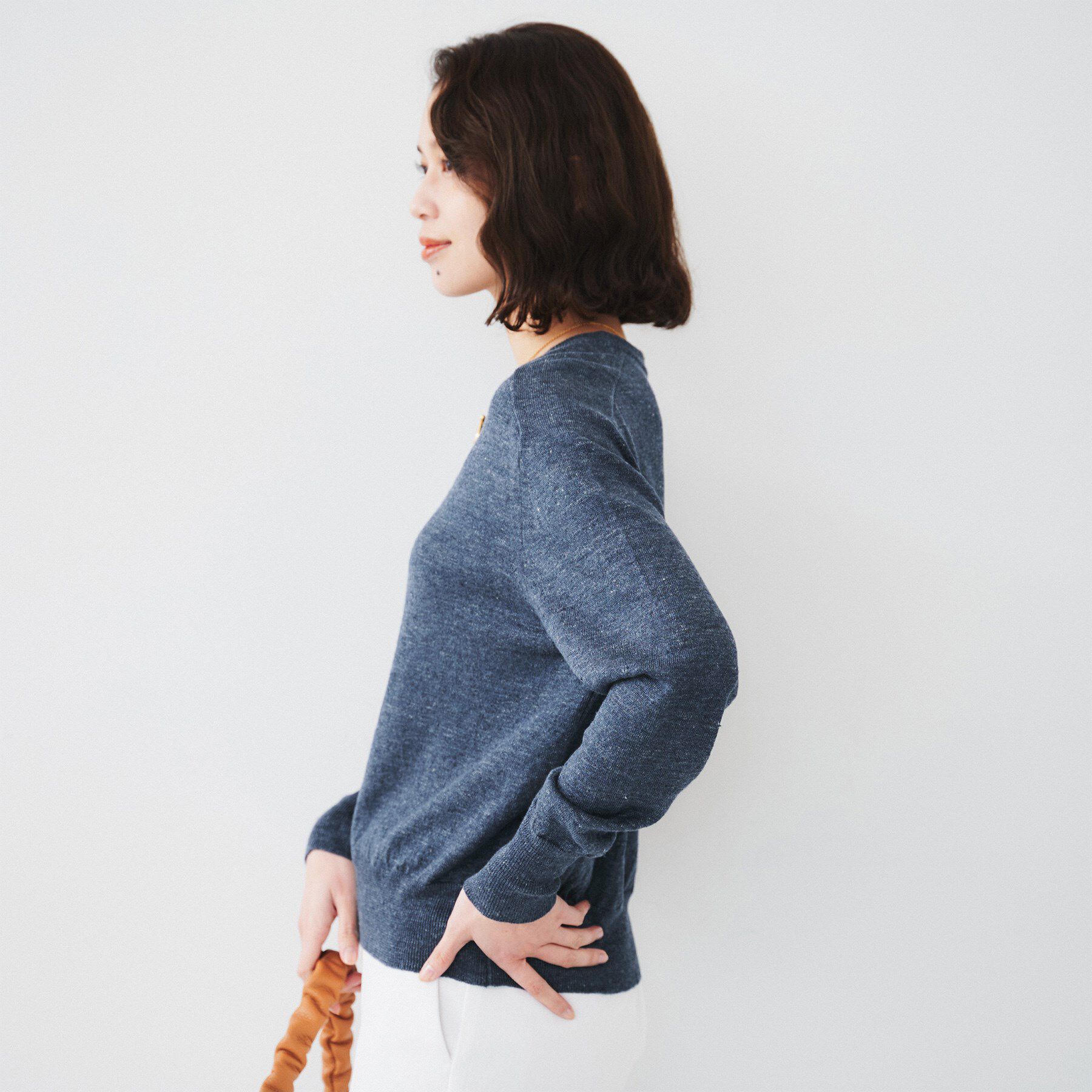 UNTITLED「【アンサンブル可能/洗える】リネン混ベーシックプルオーバー」|ニット・セーター|