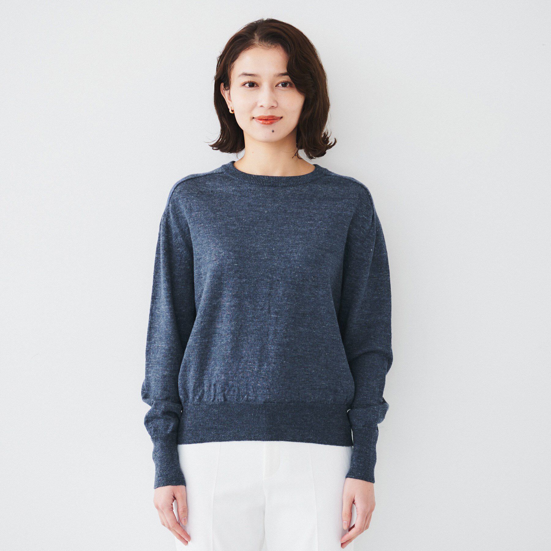 UNTITLED「【アンサンブル可能/洗える】リネン混ベーシックプルオーバー」|ニット・セーター|