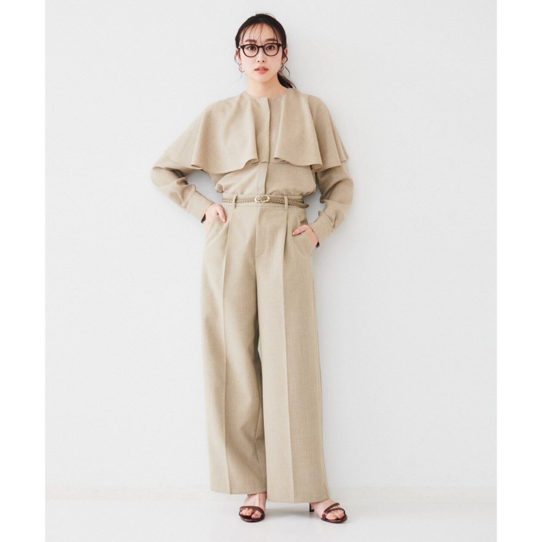 UNTITLED「【セットアップ可能】ケープカラーブラウス」|シャツ・ブラウス|