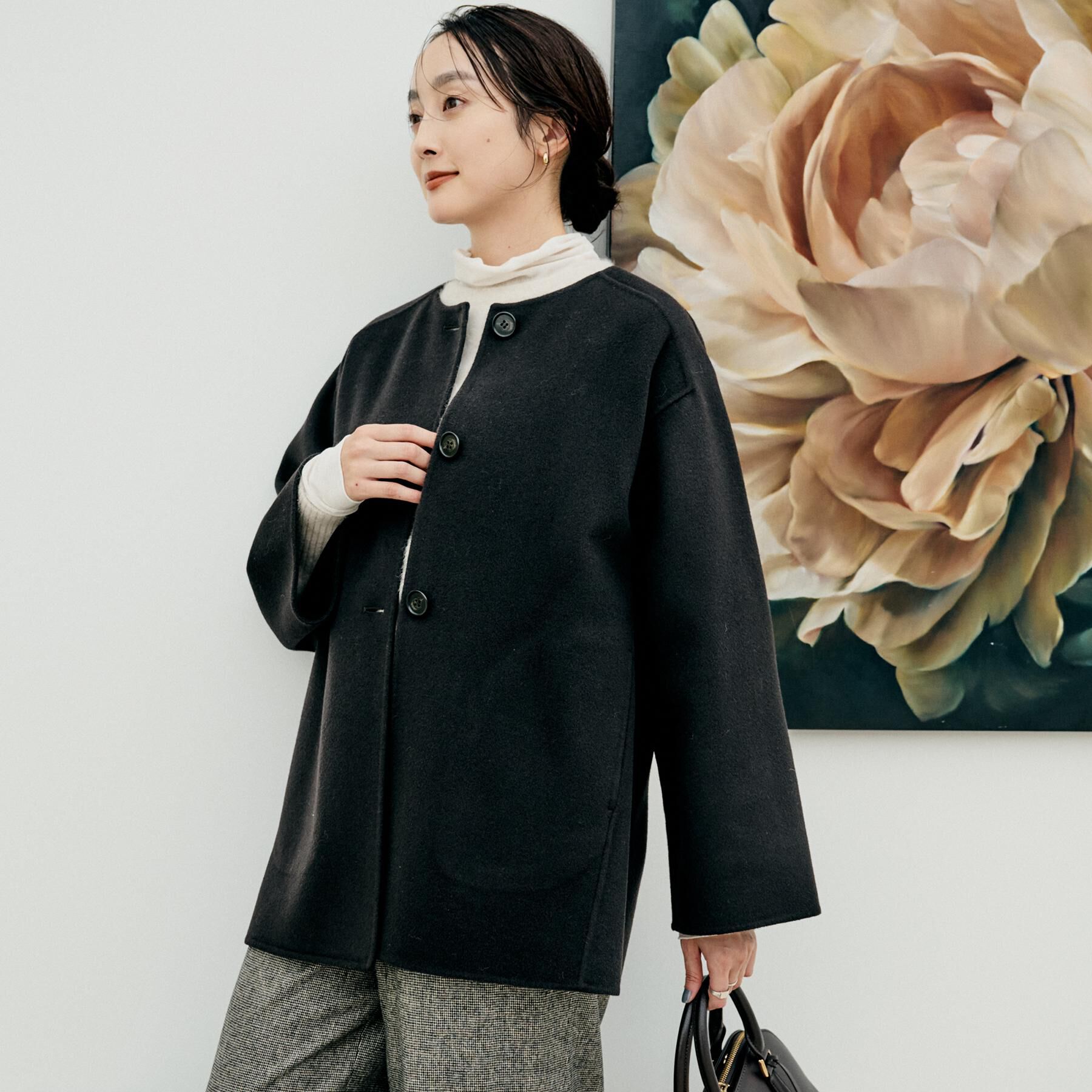 UNTITLED「【ミディ丈/軽やか】セミラグランリバー コート」|ノーカラーコート|