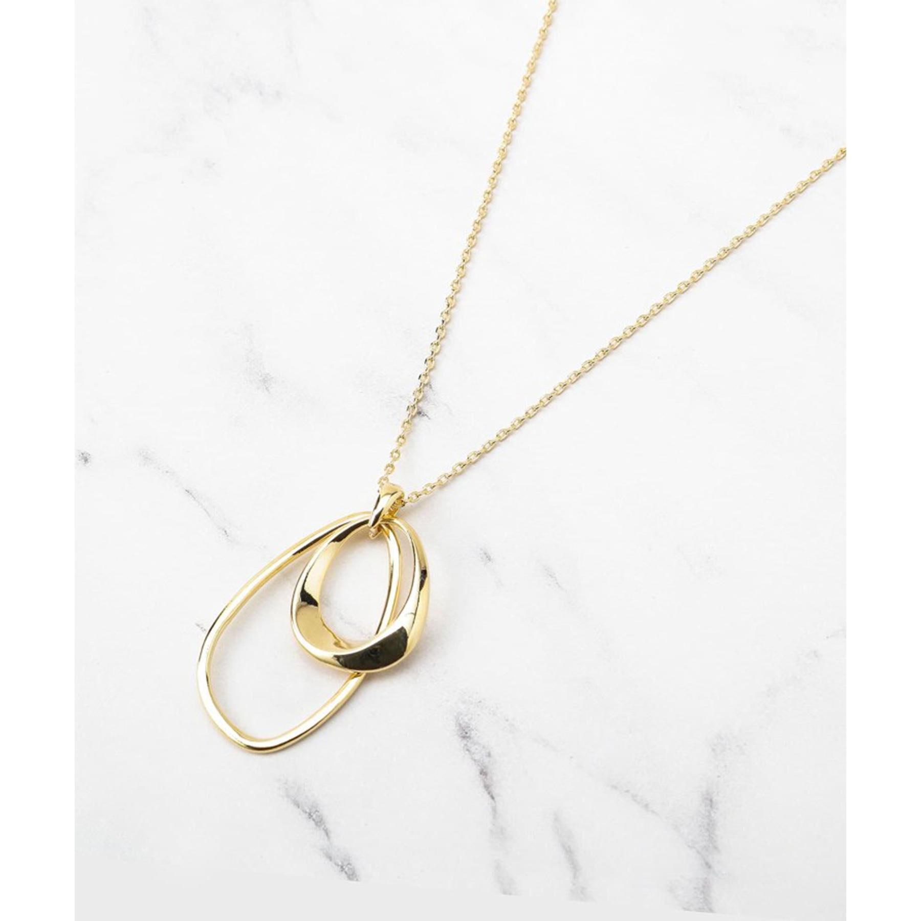 UNTITLED「【ステンレスチェーン】ライトダブルリング ネックレス」|ネックレス|ゴールド(007)