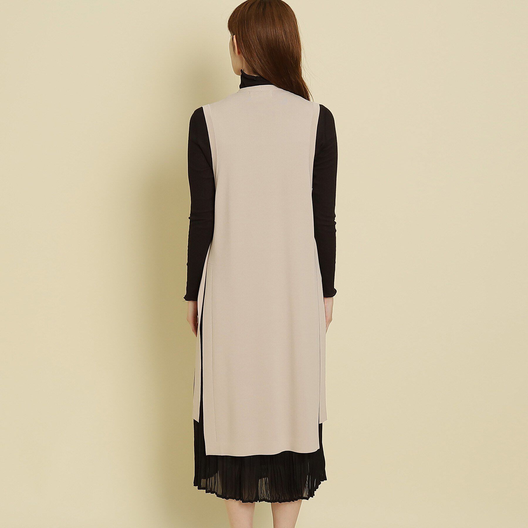 COUP DE CHANCE「【洗える／ジレ】サイドスリット ロングニットジレ」|ベスト・ジレ|