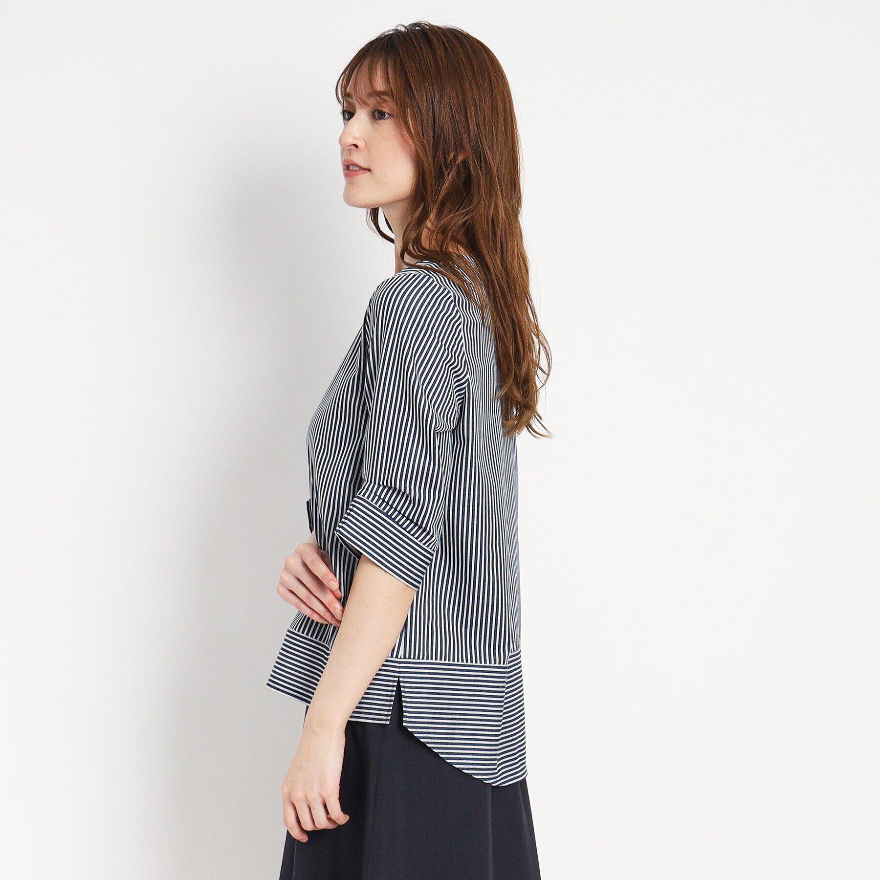 COUP DE CHANCE「【洗える／日本製】ストライプ柄プルオーバージャージ」|Tシャツ・カットソー|