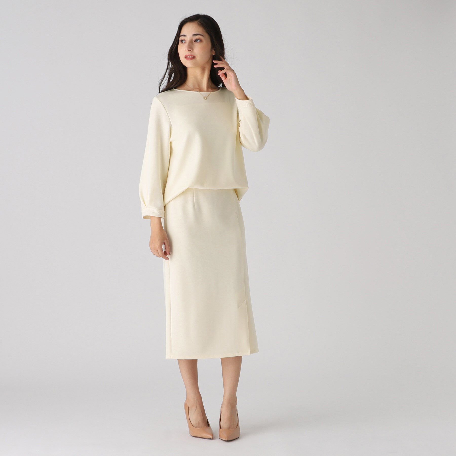 COUP DE CHANCE「【洗える/日本製／ウエストゴム】ポンチ素材ナロースカート」|スカート|