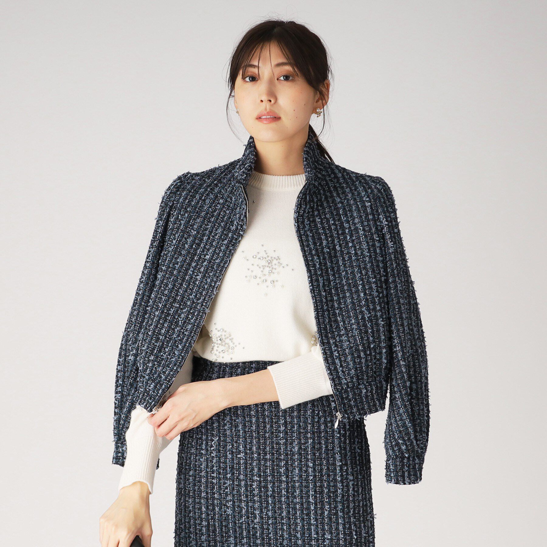 COUP DE CHANCE「華やかなツイードブルゾン」|ブルゾン・スタジャン|